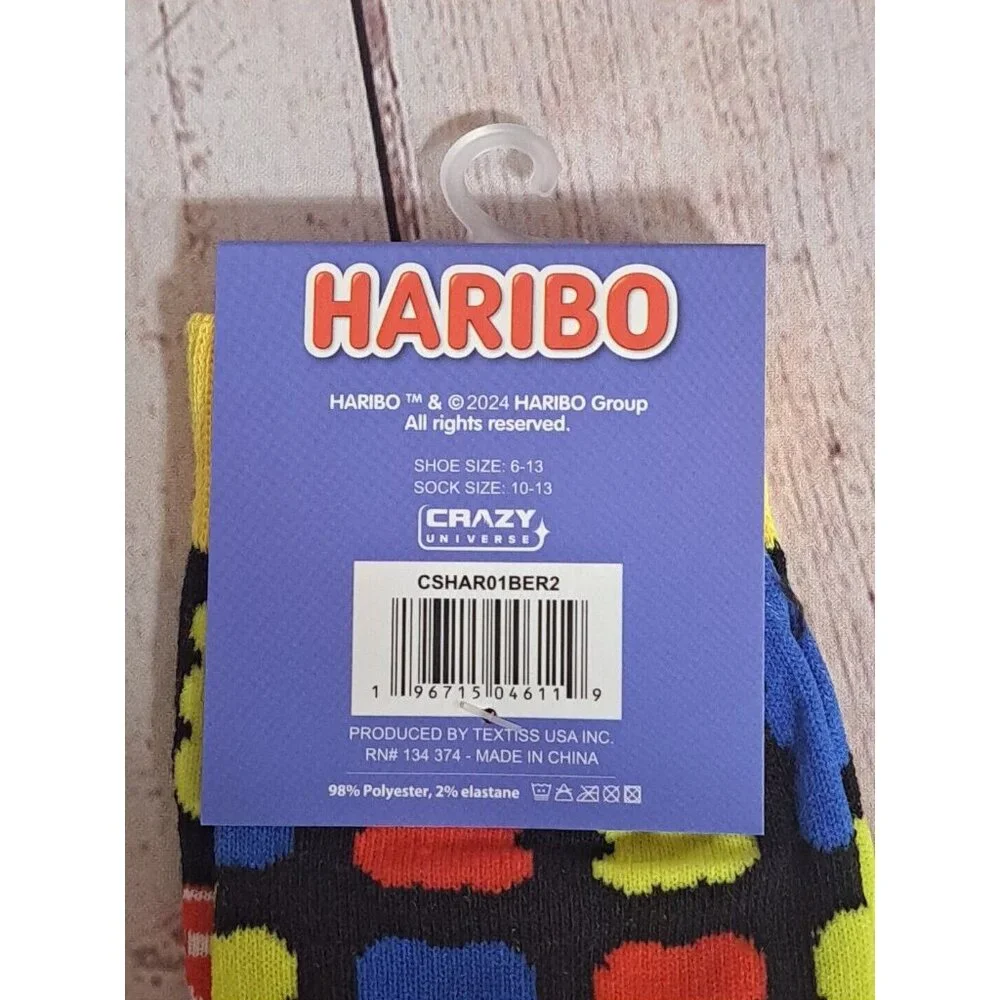 Lot Of 3 Pair, Haribo Bear Odd Sox Crazy Socks Mens‎  Size 6-12 Crew Socks NWT